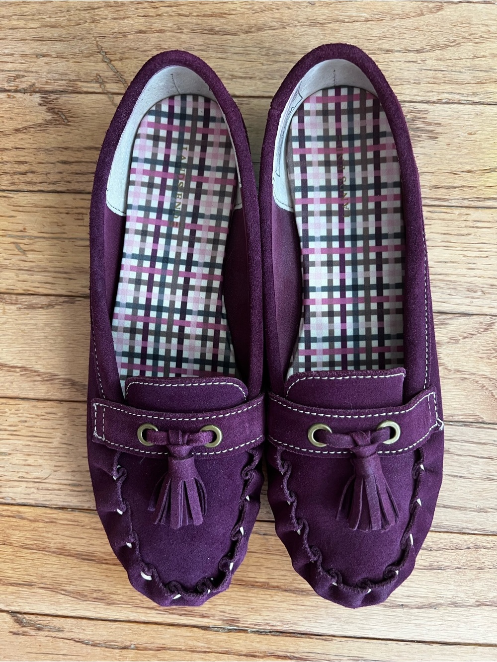 Lands' End Purple Suede Tassel Driving Moccasin Loafers 7.5 Women
